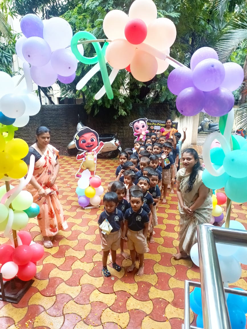 Children on their first day at Pavilion Pre-Primary School, Pune